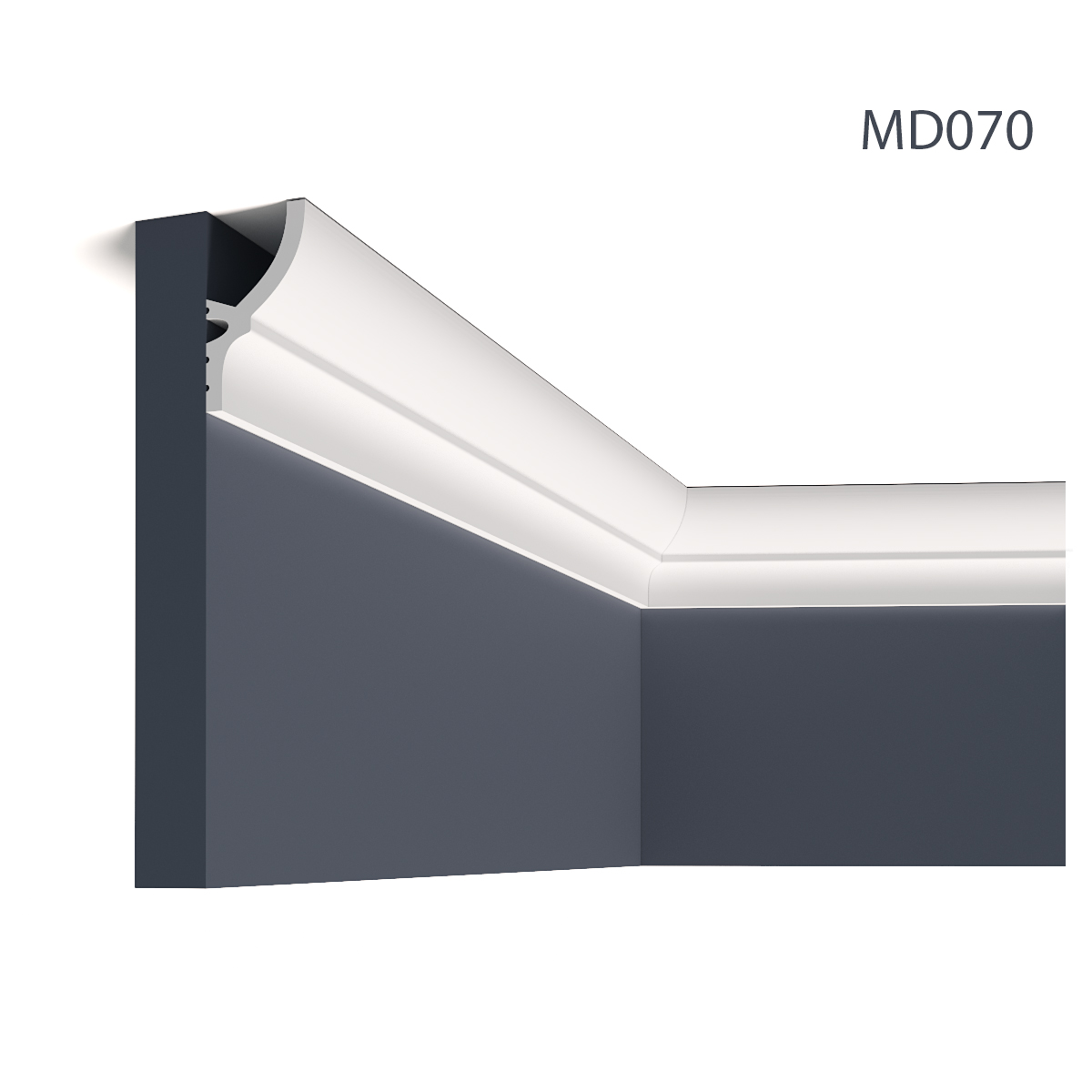 Cornisa decorativa pentru led md070, 200 x 7.2 x 4 cm, mardom decor 